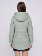 Quilfort Hooded Puffer Jacket – Longline Padded Coat Women Winter Casual Outerwear Zip Front Jacket