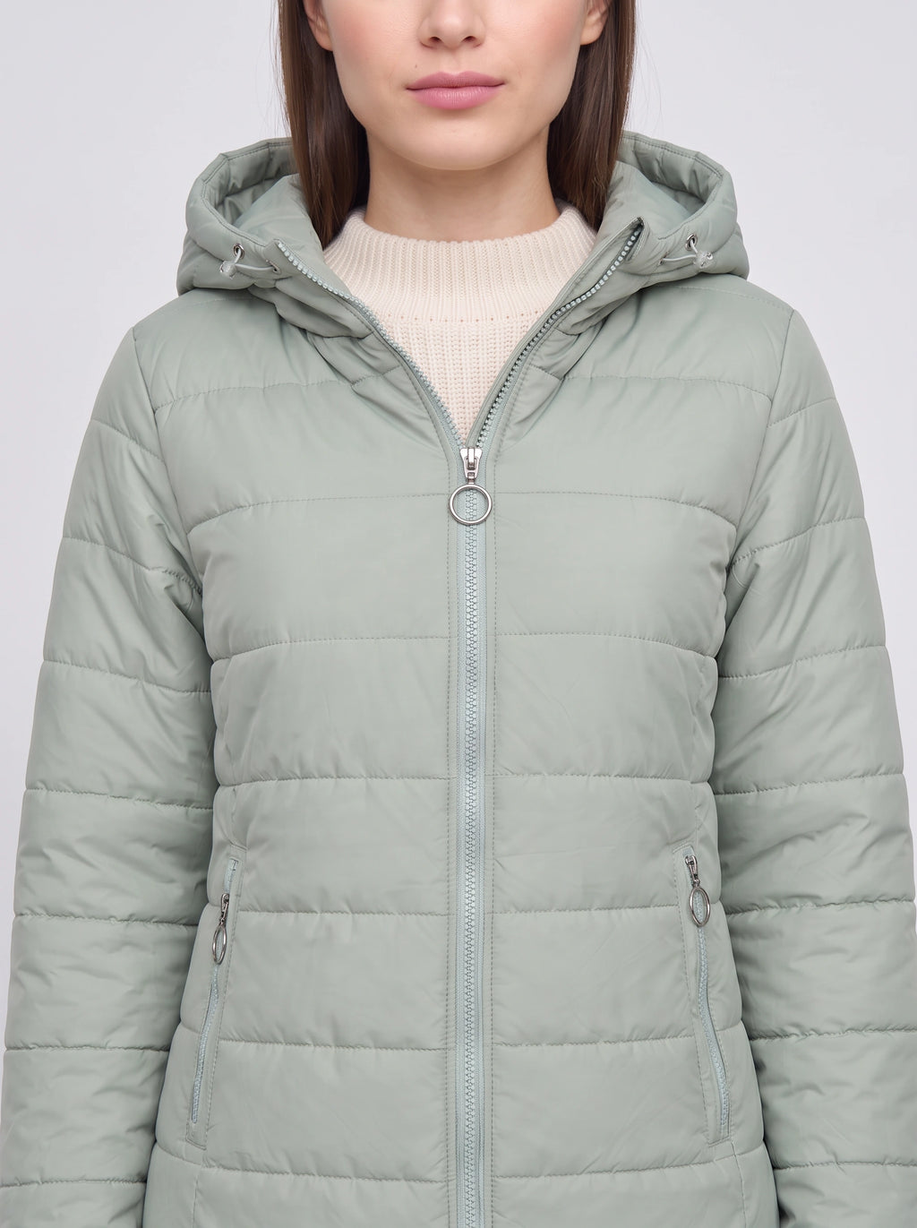 Quilfort Hooded Puffer Jacket – Longline Padded Coat Women Winter Casual Outerwear Zip Front Jacket