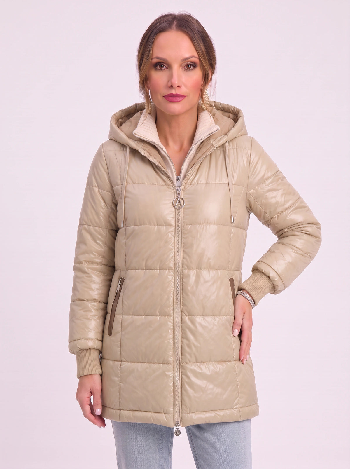 Quiltera Longline Hooded Puffer Jacket – Black Puffer Coat Women Ladies Longline Winter Hood Jacket