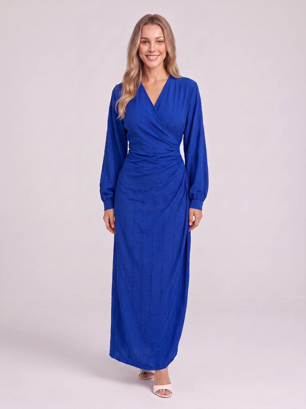 Volatta Wrap Maxi Dress – Long Sleeve Women Wedding Guest Party Formal Evening Elegant Maxi Dress