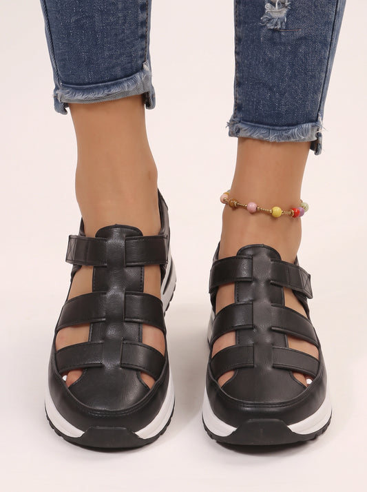 Travera Caged Platform Trainers – Strappy Platform Sandals Women Sporty Chunky Sneakers Casual