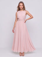 Cintura Gathered Waist Maxi Dress – Chiffon Bridesmaid Wedding Guest Women Formal Evening Sleeveless Maxi Dress