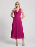 Drapena Cowl Neck Pleated Maxi Dress – Sleeveless Elegant Evening Women Formal Wedding Guest Maxi Dress