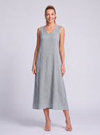 Lincora V-Neck Sleeveless Maxi Dress – Linen Maxi Dress Women Summer Beach Holiday Casual Boho Dress