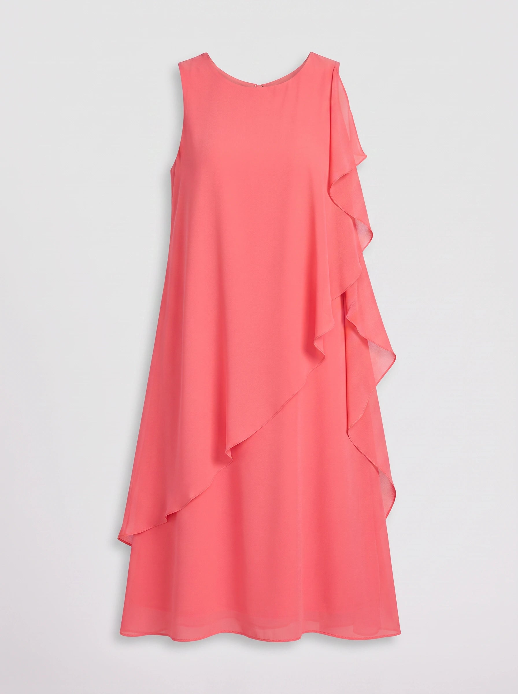 Coralaye Asymmetric Overlay Midi Dress – Chiffon Shift Dress Women Wedding Guest Party Cocktail Evening Sleeveless Midi Dress