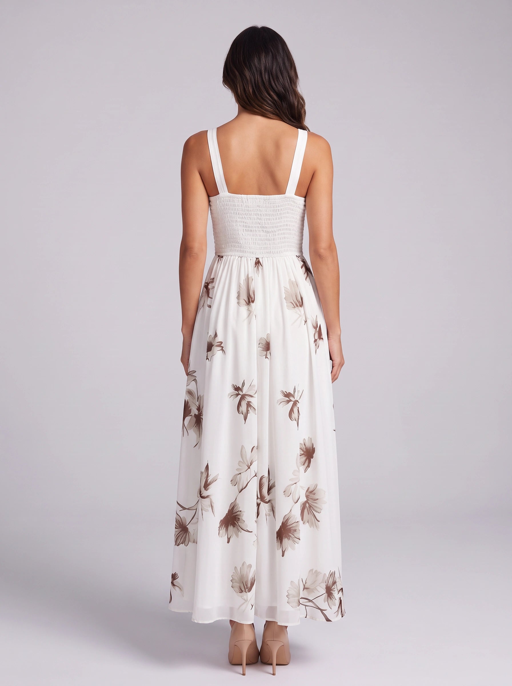 Florisk V-Neck Wrap Maxi Dress – Floral Print Wedding Guest Women Summer Elegant Formal White Maxi Dress