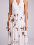 Florisk V-Neck Wrap Maxi Dress – Floral Print Wedding Guest Women Summer Elegant Formal White Maxi Dress
