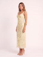 Florisse Lace-Trim Midi Dress – Floral Midi Dress Women Vintage Garden Party Summer Slip Midi Dress