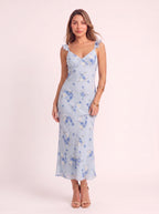 Florisse Lace-Trim Midi Dress – Floral Midi Dress Women Vintage Garden Party Summer Slip Midi Dress