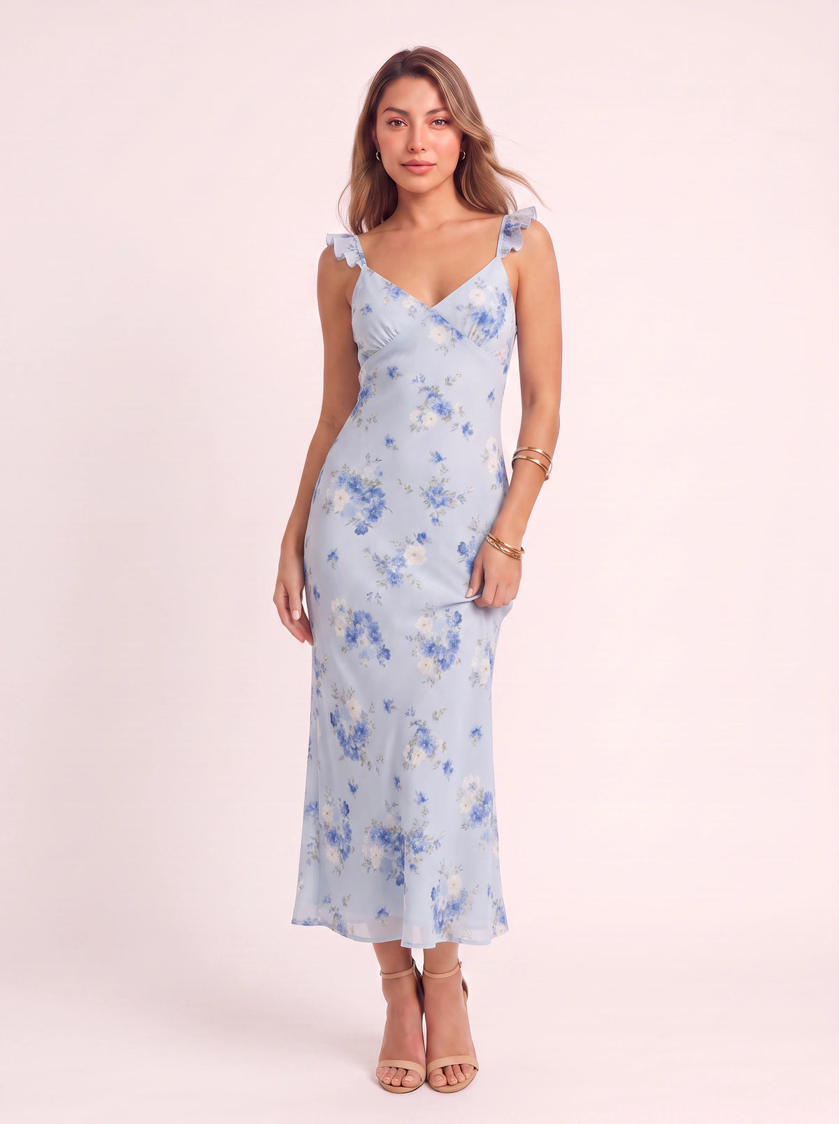 Florisse Lace-Trim Midi Dress – Floral Midi Dress Women Vintage Garden Party Summer Slip Midi Dress