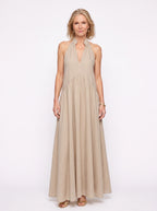 Brescia Halter Neck Maxi Dress – Tiered Halterneck Women Boho Summer Casual Loose Fit Cotton Maxi Dress