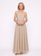 Brescia Halter Neck Maxi Dress – Tiered Halterneck Women Boho Summer Casual Loose Fit Cotton Maxi Dress