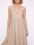 Brescia Halter Neck Maxi Dress – Tiered Halterneck Women Boho Summer Casual Loose Fit Cotton Maxi Dress