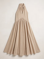 Brescia Halter Neck Maxi Dress – Tiered Halterneck Women Boho Summer Casual Loose Fit Cotton Maxi Dress