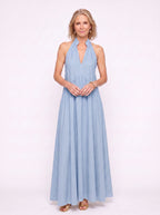 Brescia Halter Neck Maxi Dress – Tiered Halterneck Women Boho Summer Casual Loose Fit Cotton Maxi Dress