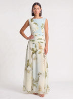 Magnolya Boat Neck Maxi Dress – Floral Maxi Dress Women Wedding Guest Elegant Evening Long Floral Dress