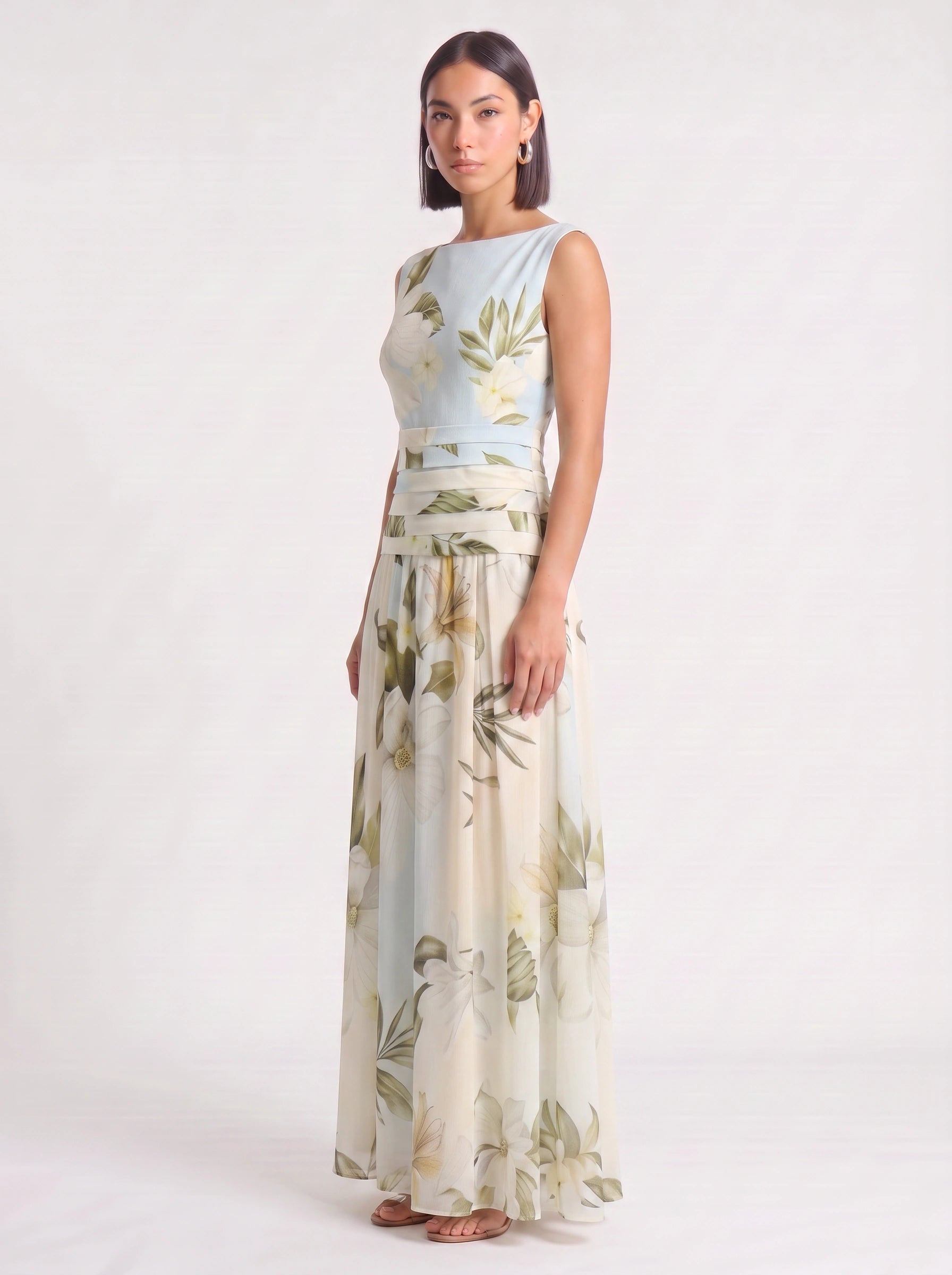 Magnolya Boat Neck Maxi Dress – Floral Maxi Dress Women Wedding Guest Elegant Evening Long Floral Dress