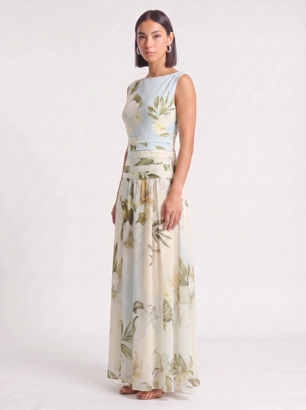 Magnolya Boat Neck Maxi Dress – Floral Maxi Dress Women Wedding Guest Elegant Evening Long Floral Dress