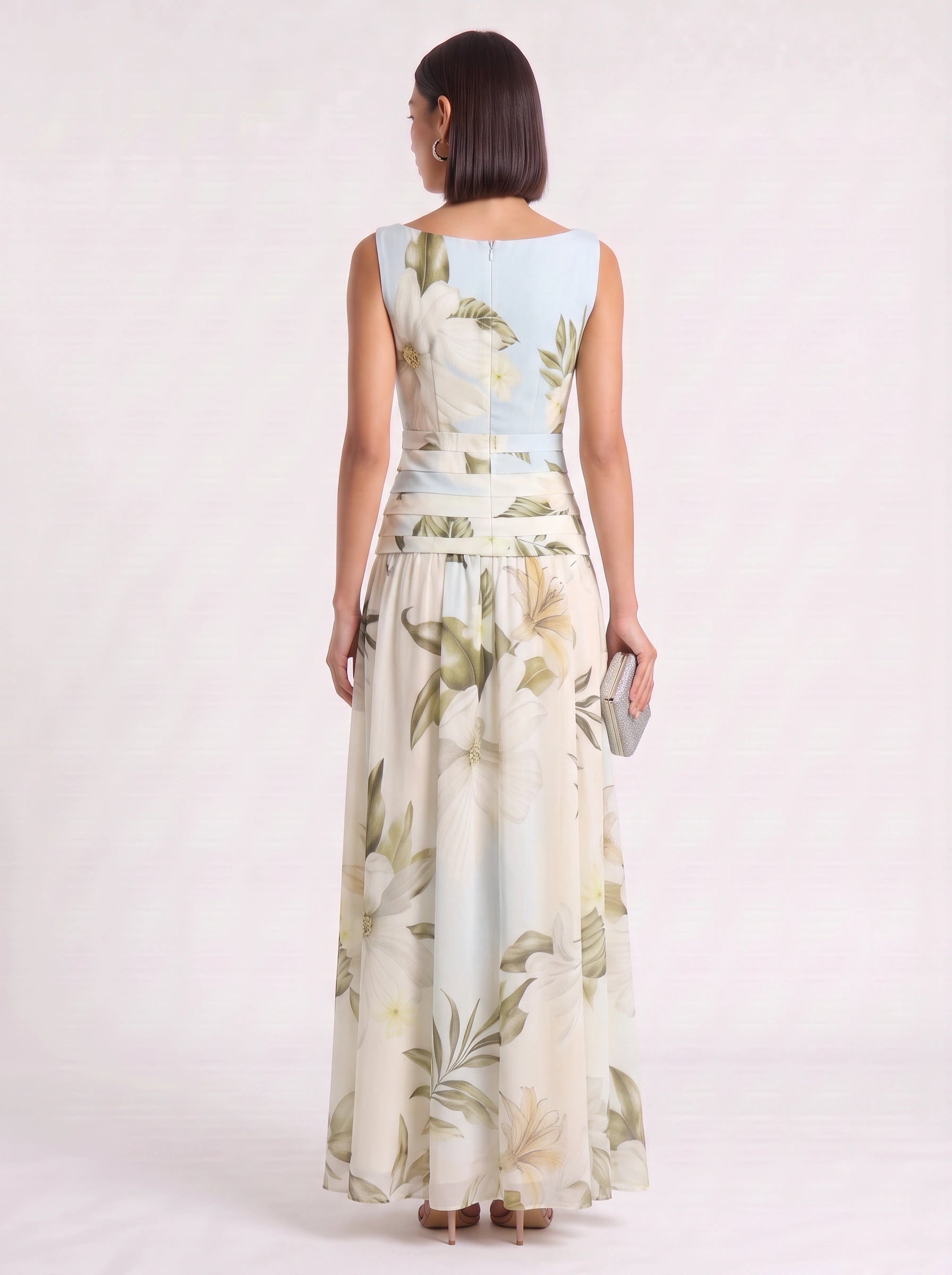 Magnolya Boat Neck Maxi Dress – Floral Maxi Dress Women Wedding Guest Elegant Evening Long Floral Dress