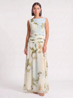 Magnolya Boat Neck Maxi Dress – Floral Maxi Dress Women Wedding Guest Elegant Evening Long Floral Dress