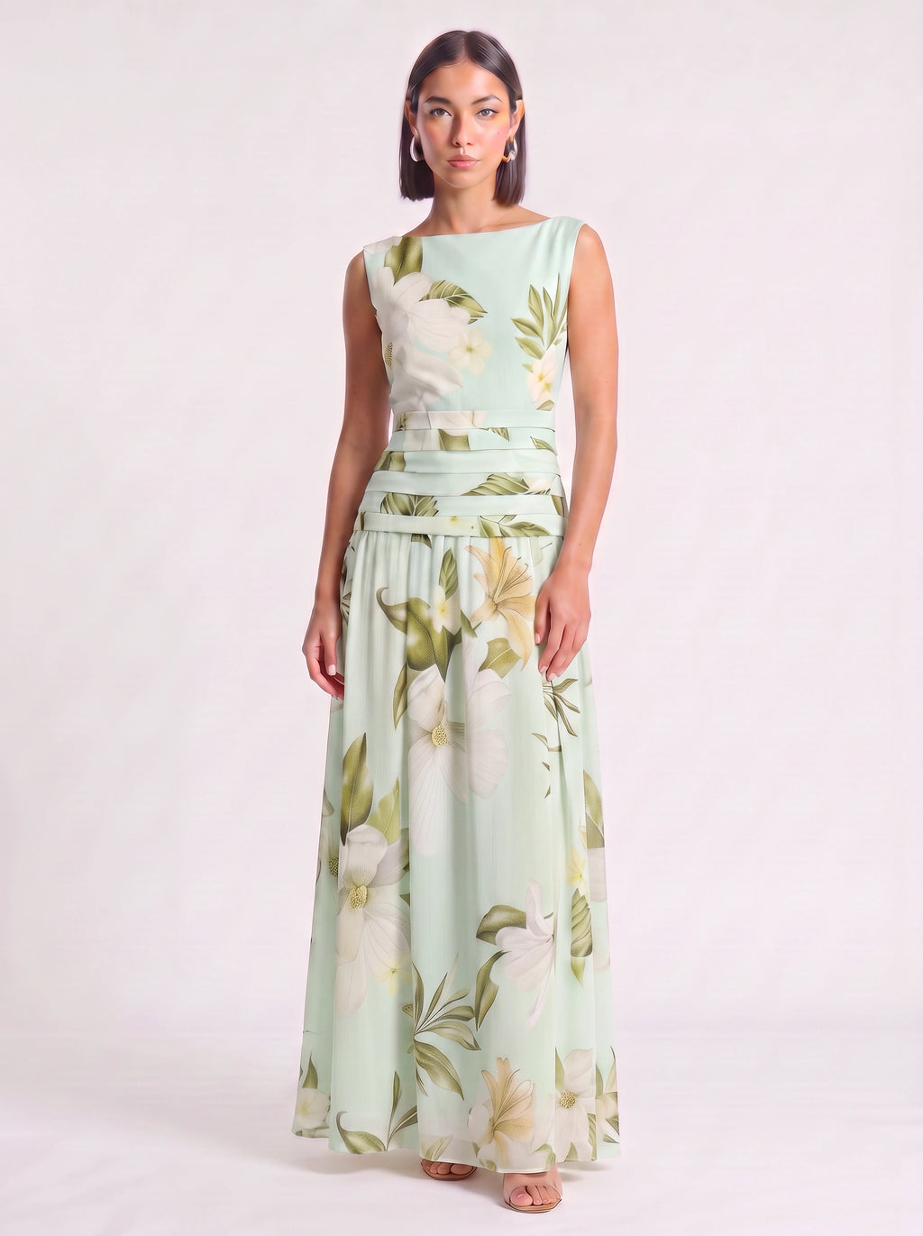 Magnolya Boat Neck Maxi Dress – Floral Maxi Dress Women Wedding Guest Elegant Evening Long Floral Dress