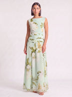 Magnolya Boat Neck Maxi Dress – Floral Maxi Dress Women Wedding Guest Elegant Evening Long Floral Dress