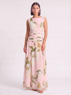 Magnolya Boat Neck Maxi Dress – Floral Maxi Dress Women Wedding Guest Elegant Evening Long Floral Dress