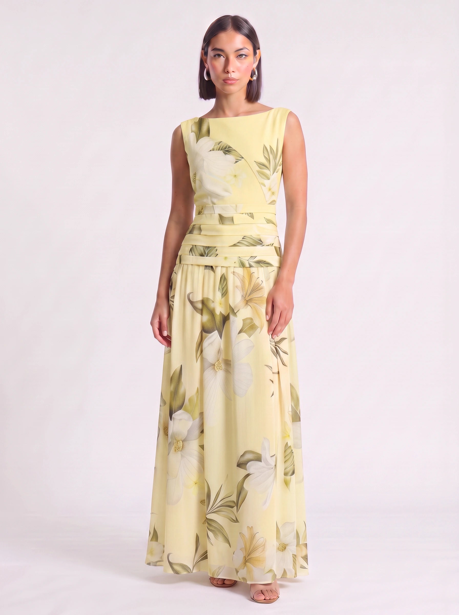 Magnolya Boat Neck Maxi Dress – Floral Maxi Dress Women Wedding Guest Elegant Evening Long Floral Dress
