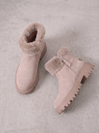 Treadelle Fur-Lined Ankle Boots – Chunky Platform Women Winter Faux Fur Suede Zip Boots
