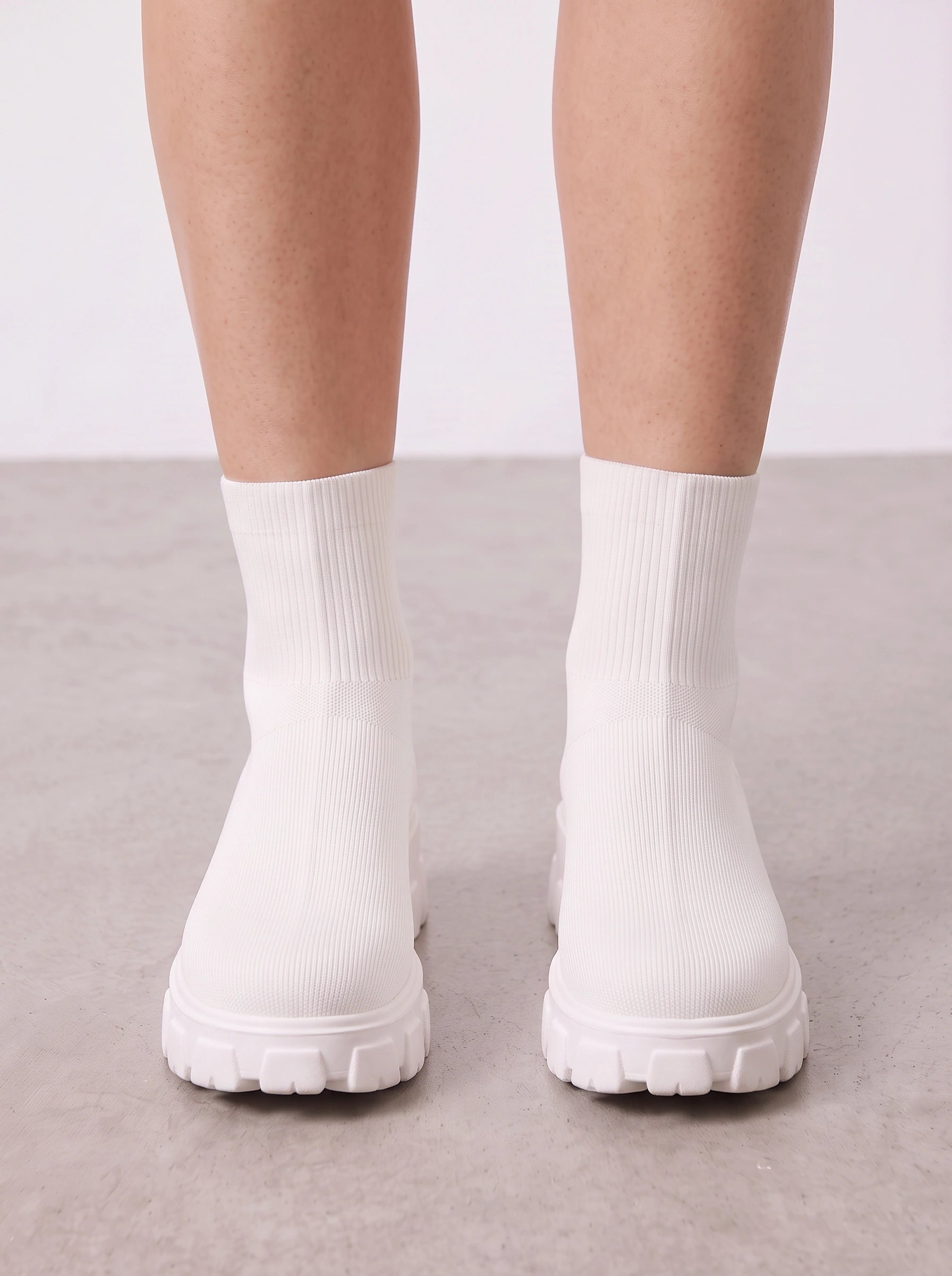 Trakrib Ribbed Sock Ankle Boots – Women Chunky Platform Chelsea Boots Streetwear Casual Pull On Ankle Boots