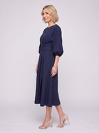 Kimara Kimono Sleeve Wrap Midi Dress – Midi Dress Women Formal Wedding Guest Navy Evening Elegant Dress