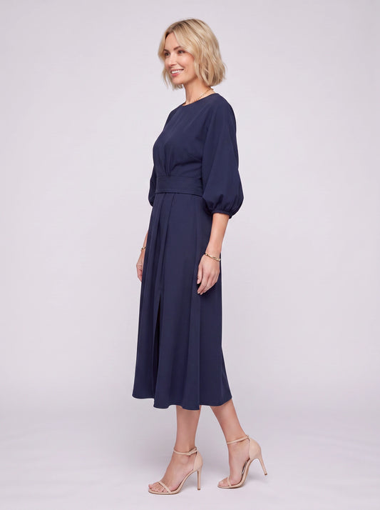 Kimara Kimono Sleeve Wrap Midi Dress – Midi Dress Women Formal Wedding Guest Navy Evening Elegant Dress