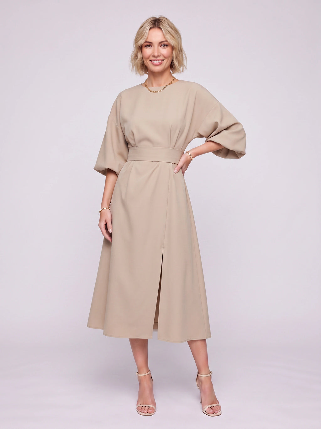 Kimara Kimono Sleeve Wrap Midi Dress – Midi Dress Women Formal Wedding Guest Navy Evening Elegant Dress