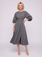 Kimara Kimono Sleeve Wrap Midi Dress – Midi Dress Women Formal Wedding Guest Navy Evening Elegant Dress