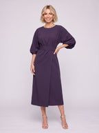 Kimara Kimono Sleeve Wrap Midi Dress – Midi Dress Women Formal Wedding Guest Navy Evening Elegant Dress