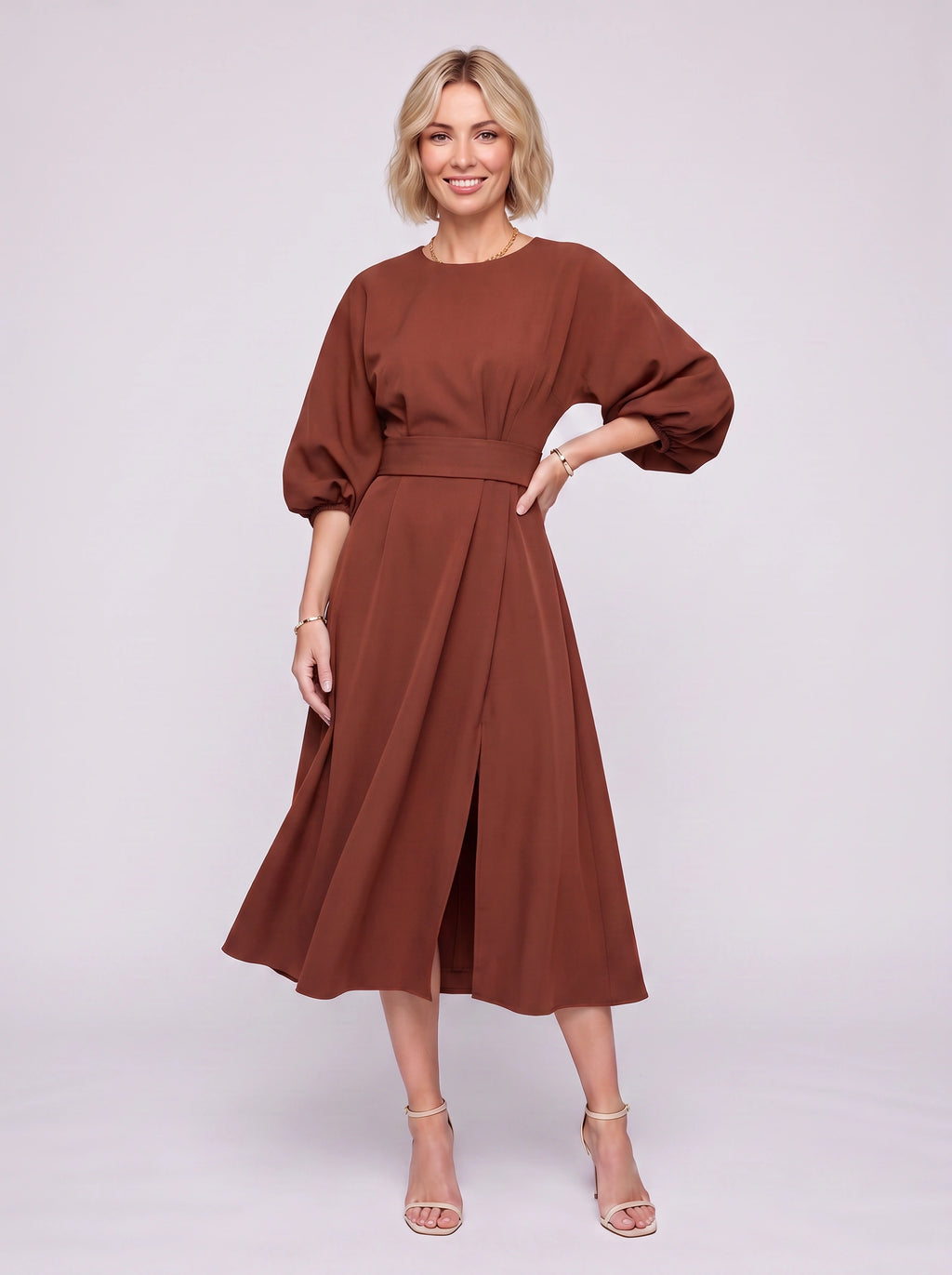 Kimara Kimono Sleeve Wrap Midi Dress – Midi Dress Women Formal Wedding Guest Navy Evening Elegant Dress