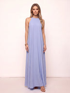 Ripplewave Halter Neck Maxi Dress – Textured Sleeveless Women Summer Wedding Guest Party Evening Maxi Dress