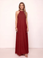 Ripplewave Halter Neck Maxi Dress – Textured Sleeveless Women Summer Wedding Guest Party Evening Maxi Dress