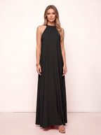Ripplewave Halter Neck Maxi Dress – Textured Sleeveless Women Summer Wedding Guest Party Evening Maxi Dress