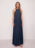 Ripplewave Halter Neck Maxi Dress – Textured Sleeveless Women Summer Wedding Guest Party Evening Maxi Dress