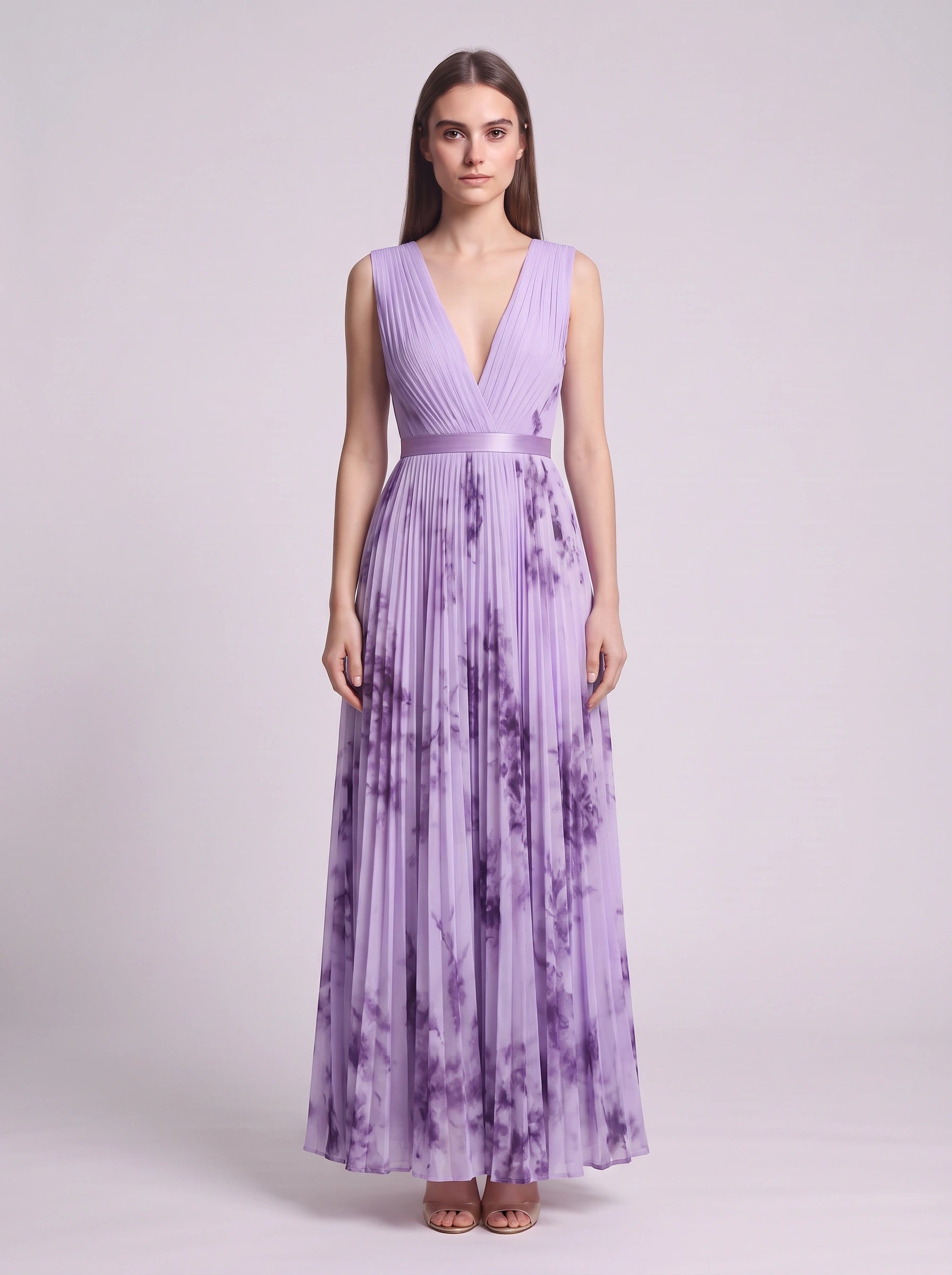 Rosavent Pleated Wrap Maxi Dress – Floral Print Women Wedding Guest Formal Evening Long Sleeve Maxi Dress