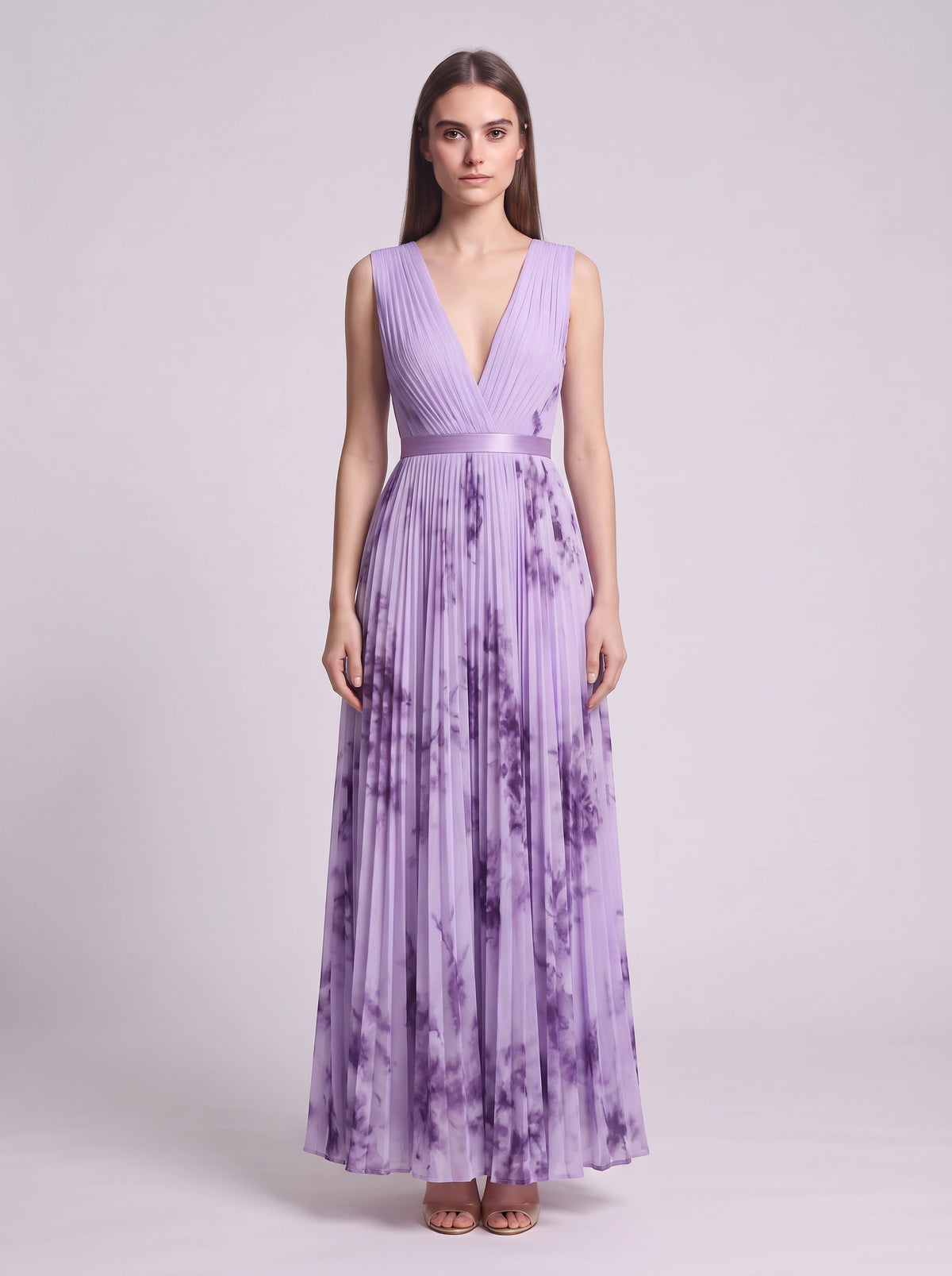 Rosavent Pleated Wrap Maxi Dress – Floral Print Women Wedding Guest Formal Evening Long Sleeve Maxi Dress