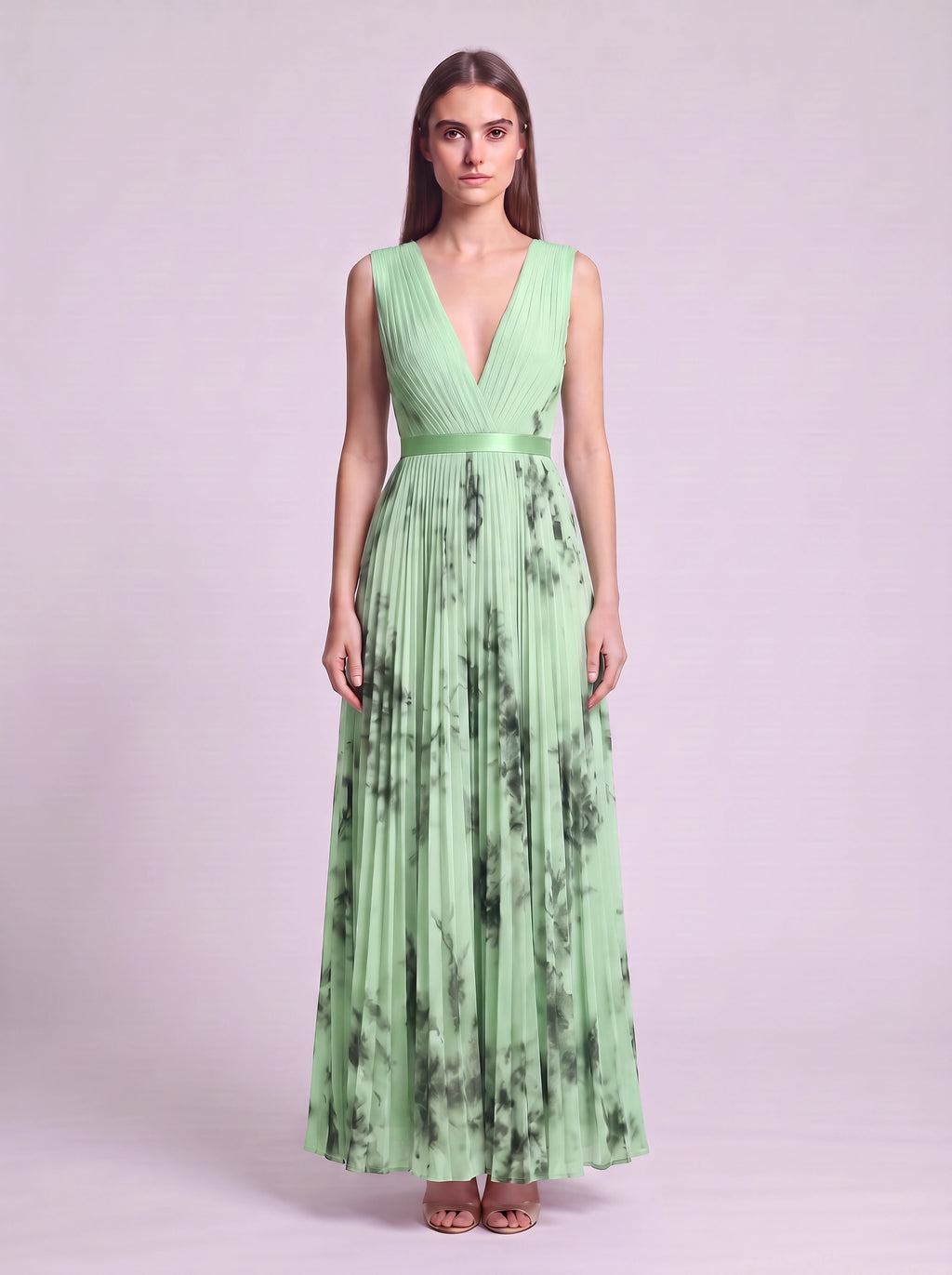 Rosavent Pleated Wrap Maxi Dress – Floral Print Women Wedding Guest Formal Evening Long Sleeve Maxi Dress