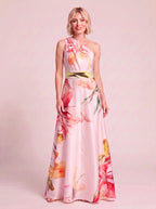 Petalia Halter Neck Floral Maxi Dress – Women Formal Wedding Guest Evening Summer Party Maxi Dress