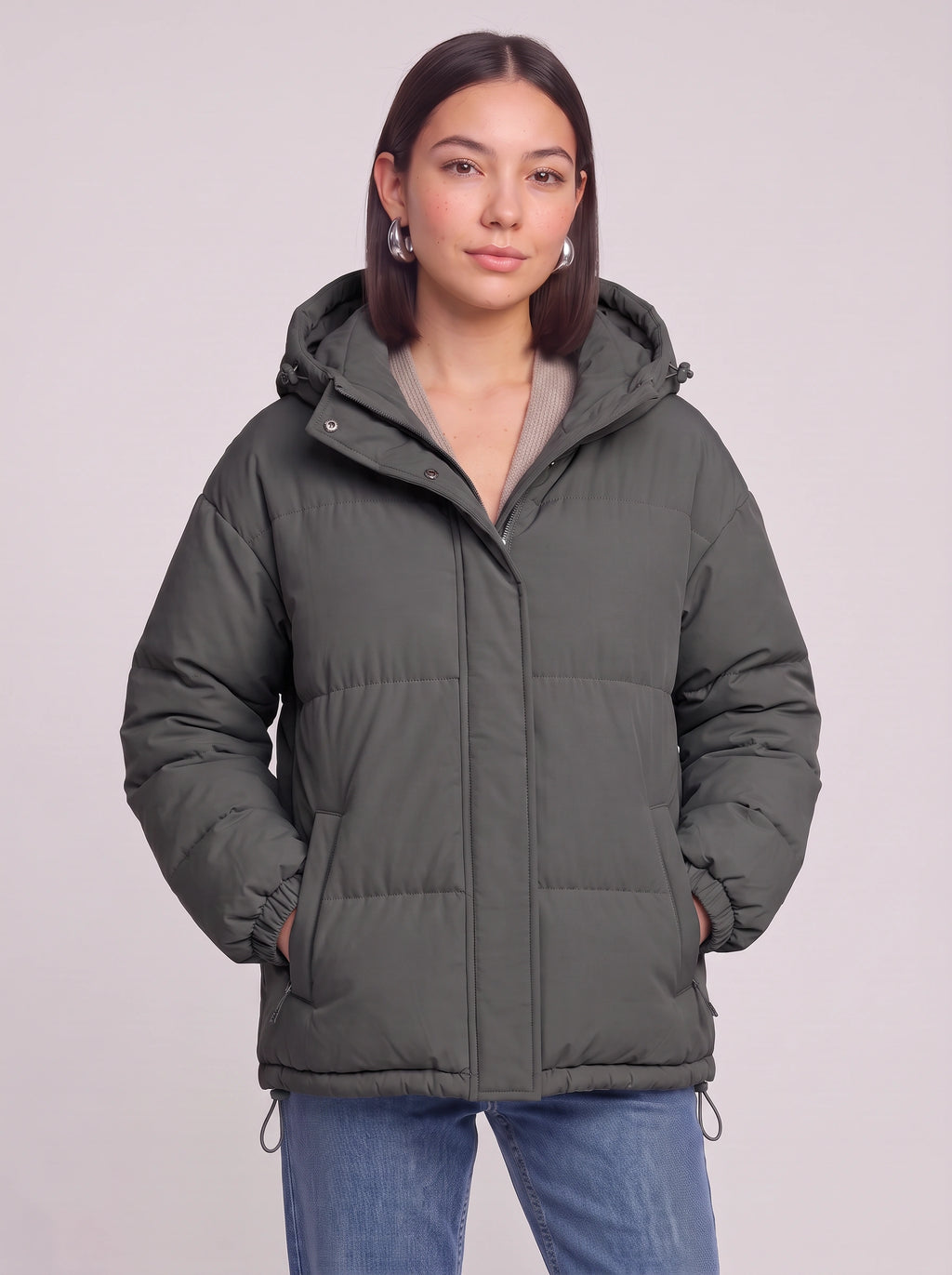 Baflyn Oversized Hooded Puffer Jacket – Women Puffer Coat Ladies Quilted Longline Winter Jacket