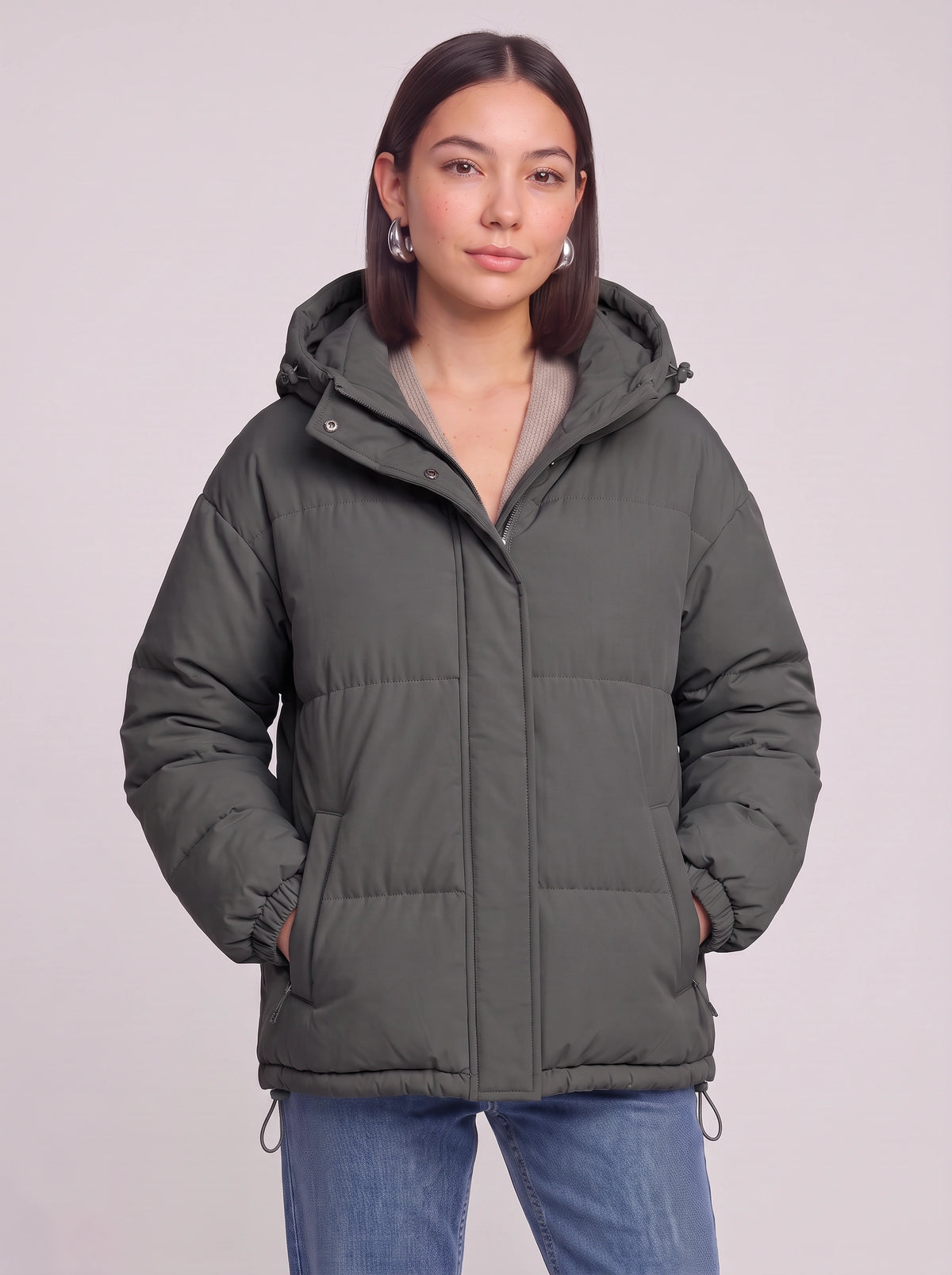 Baflyn Oversized Hooded Puffer Jacket – Women Puffer Coat Ladies Quilted Longline Winter Jacket