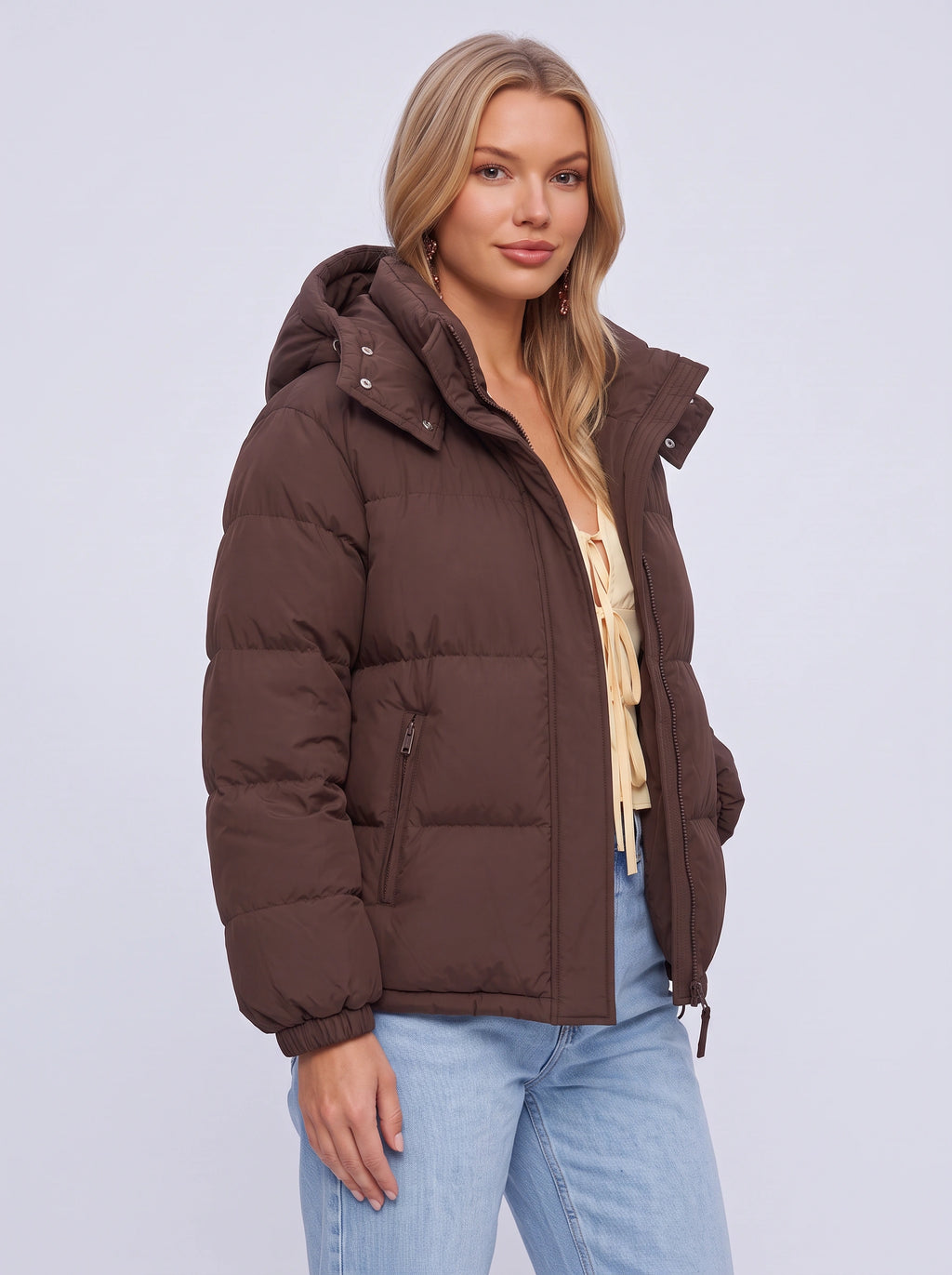 Calduri Oversized Hooded Puffer Jacket – Quilted Padded Women Winter Coat Casual Streetwear Warm Jacket