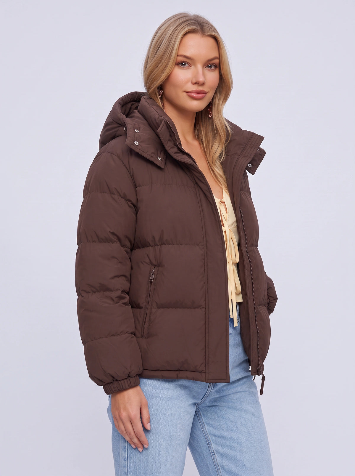 Calduri Oversized Hooded Puffer Jacket – Quilted Padded Women Winter Coat Casual Streetwear Warm Jacket