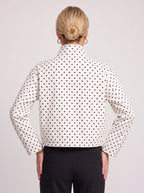 Thorlie Polka Dot Zip Jacket – Cropped Bomber Women Casual Lightweight Spotty Spring Workwear Jacket