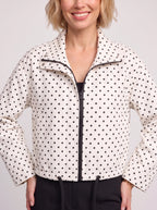 Thorlie Polka Dot Zip Jacket – Cropped Bomber Women Casual Lightweight Spotty Spring Workwear Jacket